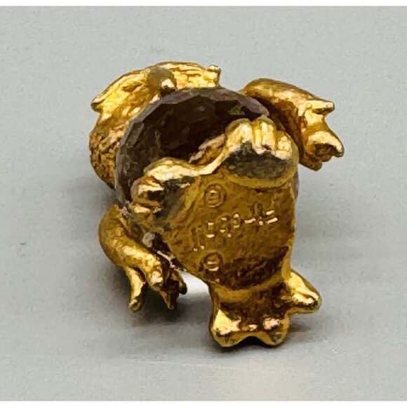 Miniature Crystal Gold Toned Owl Figurine Fireball 1.25 inch - Picture 4 of 6